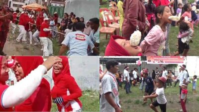 Panasnya Tarik Tambang Emak-Emak Nyaris Terjungkal, Panjat Pinang Jadi Puncak HUT RI ke-80 Medan Denai