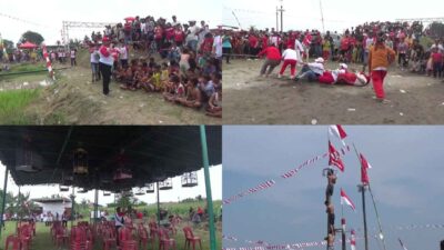 Tak Hanya Terong Hijau Besar Patah, Emak-Emak Medan Denai Tarik Tambang Sampai Terlentang Bikin Riuh