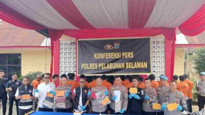 19 Tersangka Diringkus Polres Belawan, Tiga Kejahatan Besar Terbongkar Sekaligus