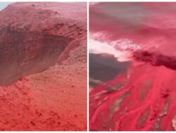 Fenomena Langka Hujan Darah Warnai Pantai Pulau Hormuz Iran