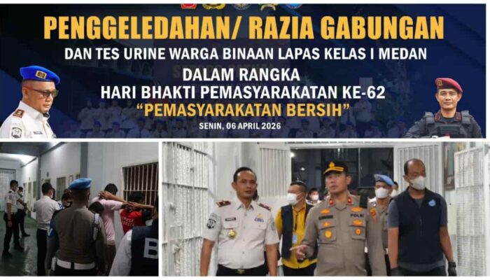 Puluhan Kamar Lapas Medan Digeledah, Hasil Tes 500 Warga Binaan Bersih dari Narkotika