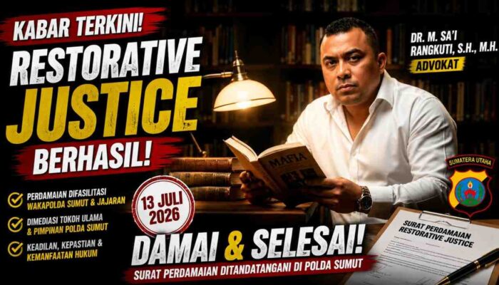 Perkara CHN dan MDS Berakhir Damai Lewat RJ, Dr. M. Sa’i Rangkuti Apresiasi Ulama serta Polda Sumut
